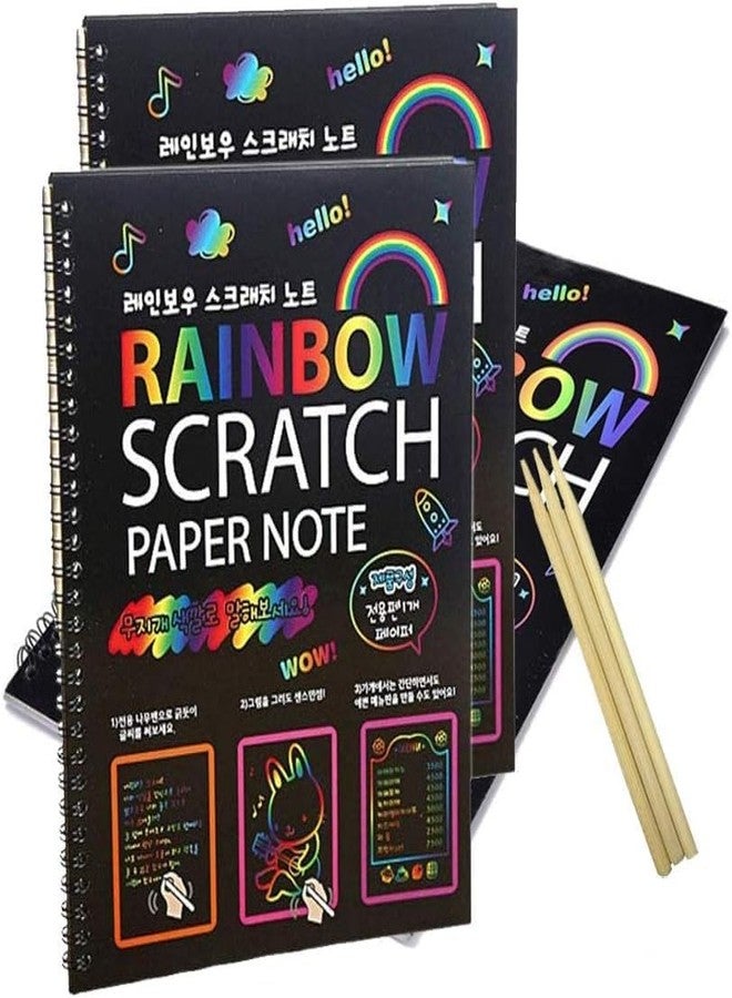 Artnery A4 Rainbow Art Scratch Paper Book Sheets with Stylus, 10 Pages, Multicolor (Pack of 3) - Image 1